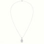 Pear Cut Solitaire Halo Diamond Pendant — White Gold