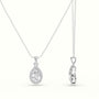 Pear Cut Solitaire Halo Diamond Pendant — White Gold