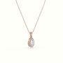 Pear Cut Solitaire Halo Diamond Pendant — Rose Gold