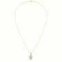 Pear Cut Solitaire Halo Diamond Pendant — Yellow Gold