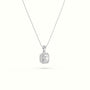 Ascher Cut Solitaire Halo Diamond Pendant — White Gold