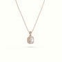 Ascher Cut Solitaire Halo Diamond Pendant — Rose Gold