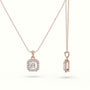 Ascher Cut Solitaire Halo Diamond Pendant — Rose Gold