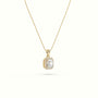 Ascher Cut Solitaire Halo Diamond Pendant — Yellow Gold
