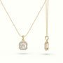 Ascher Cut Solitaire Halo Diamond Pendant — Yellow Gold