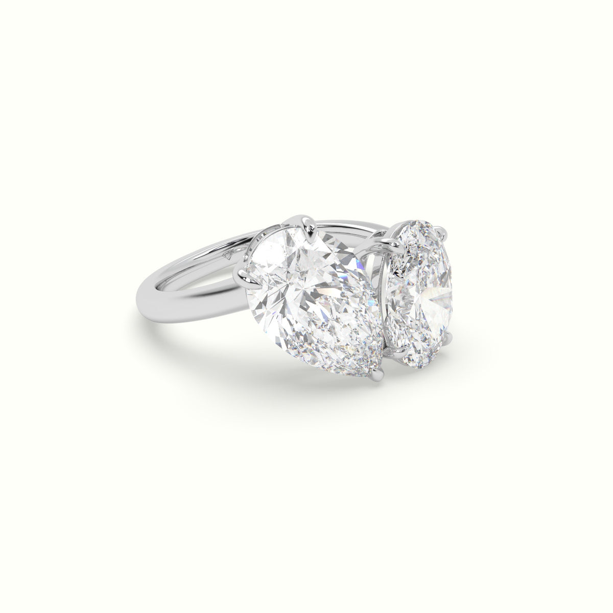 Oval & Pear Toi Moi Ring — White Gold
