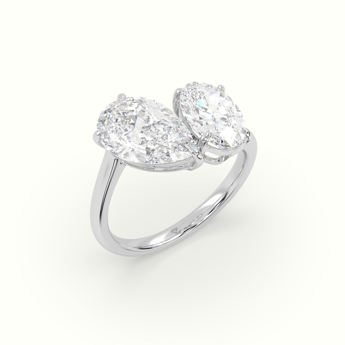 Oval & Pear Toi Moi Ring — White Gold