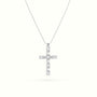 Round Diamond Cross Pendant Necklace — White Gold