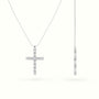 Round Diamond Cross Pendant Necklace — White Gold