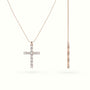 Round Diamond Cross Pendant Necklace — Rose Gold