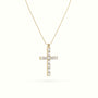 Round Diamond Cross Pendant Necklace — Yellow Gold