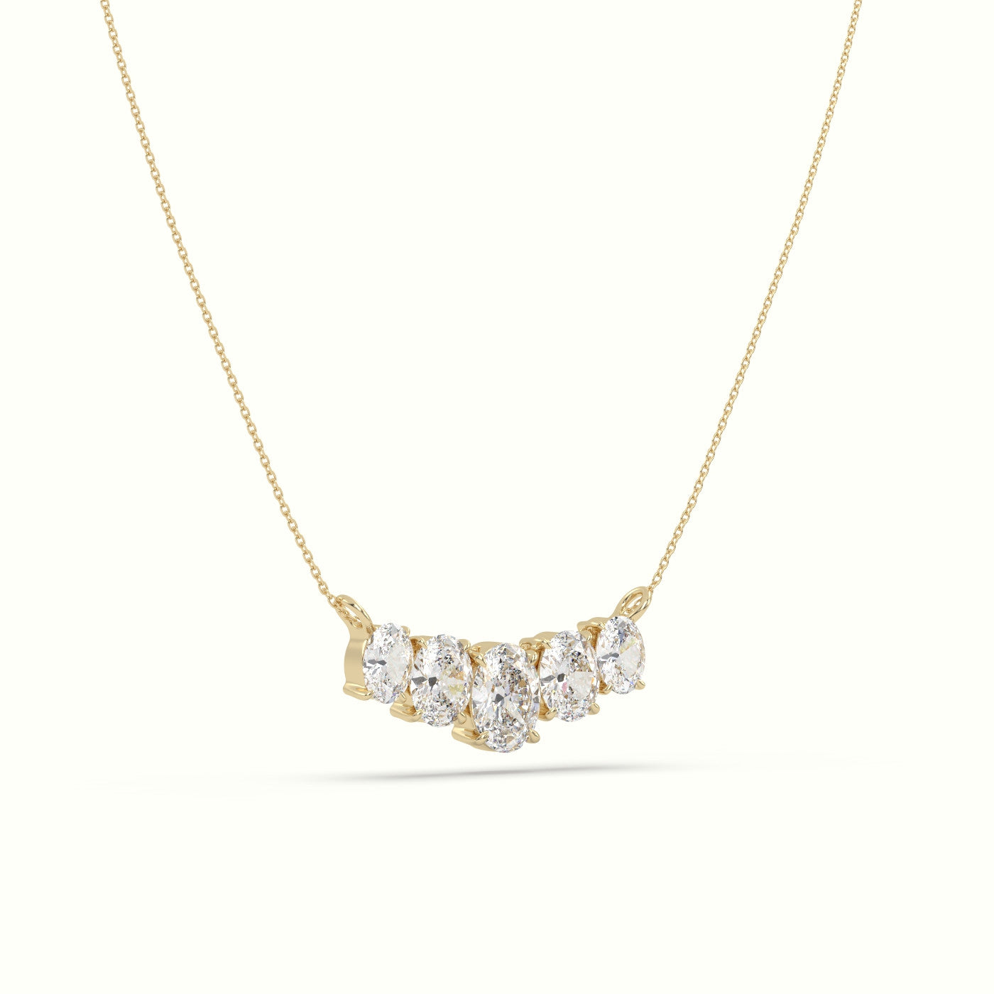 Oval Diamond Prong Setting Pendant Necklace — Yellow Gold