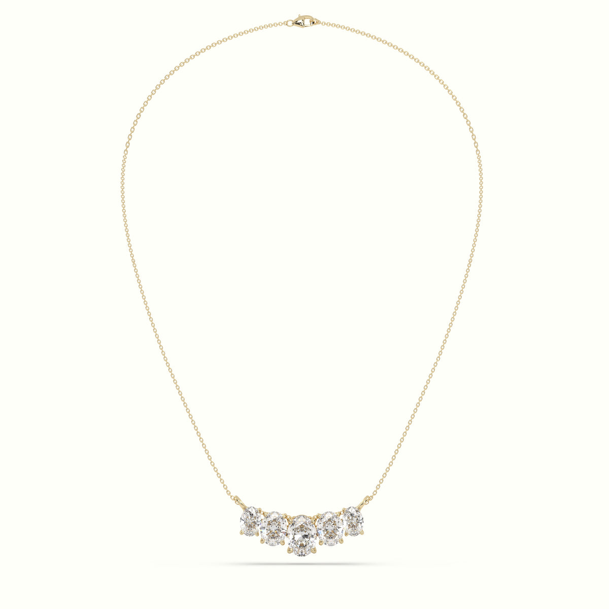 Oval Diamond Prong Setting Pendant Necklace — Yellow Gold