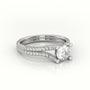 Round Cut Diamond Scallop Setting Designer Engagement Ring — White Gold