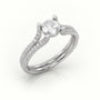 Round Cut Diamond Scallop Setting Designer Engagement Ring — White Gold