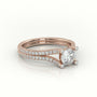 Round Cut Diamond Scallop Setting Designer Engagement Ring — Rose Gold
