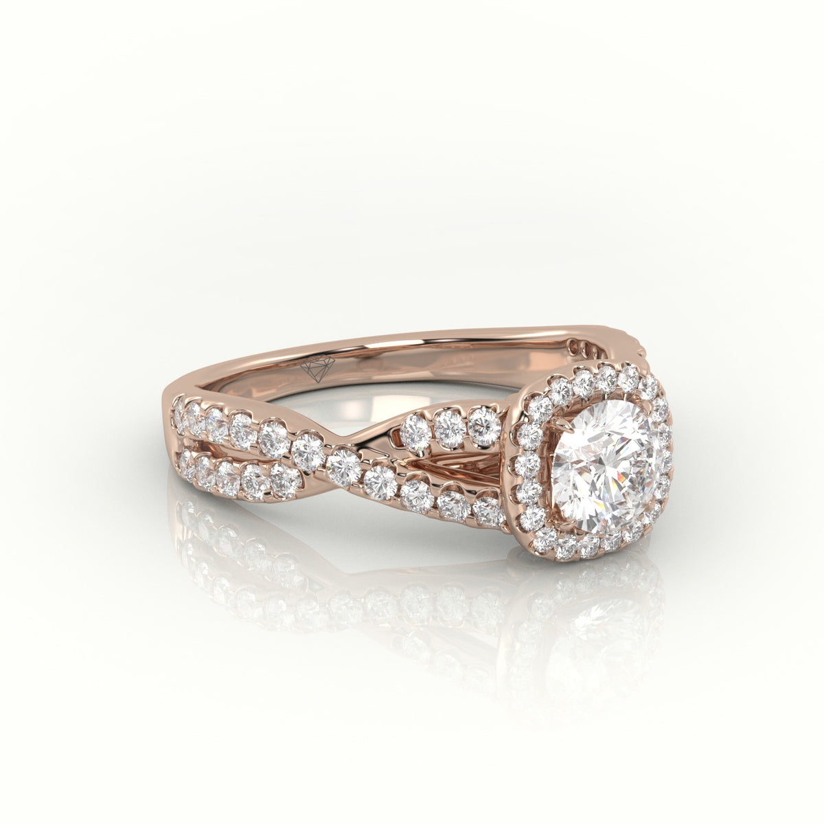 Round Cut Diamond 4 Prongs Infinity Design Engagement Ring — Rose Gold