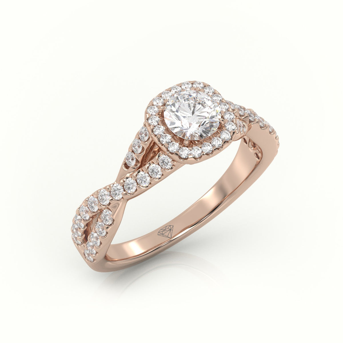 Round Cut Diamond 4 Prongs Infinity Design Engagement Ring — Rose Gold