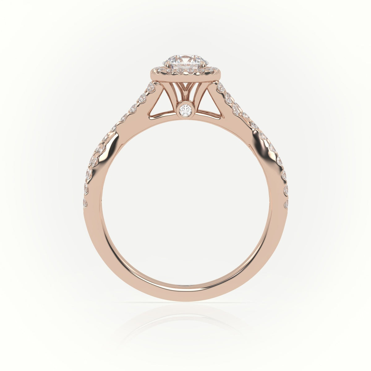 Round Cut Diamond 4 Prongs Infinity Design Engagement Ring — Rose Gold