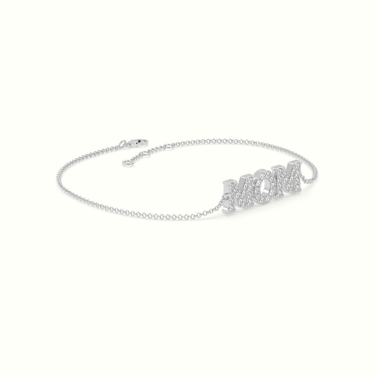 Diamond Mom Bracelet — White Gold