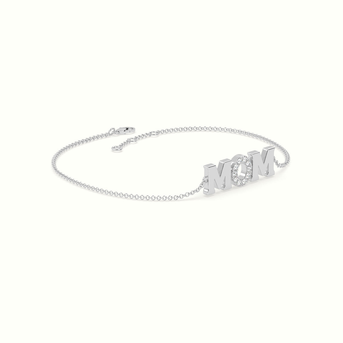 Mom Diamond Bracelet — White Gold