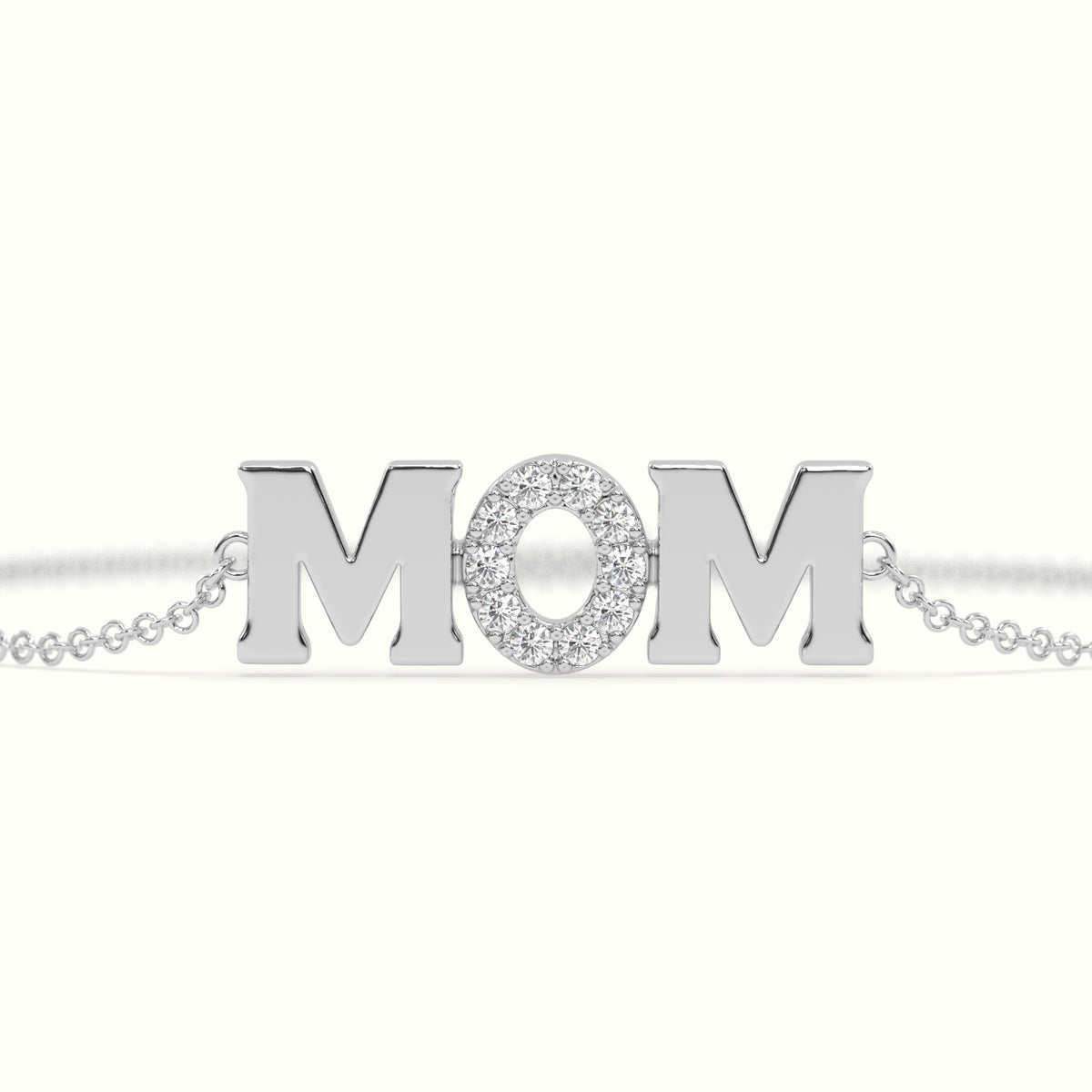 Mom Diamond Bracelet — White Gold