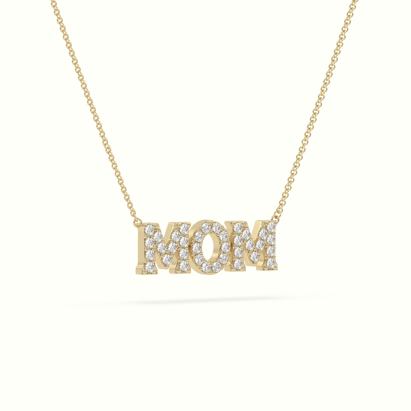Diamond Mom Necklace — Yellow Gold