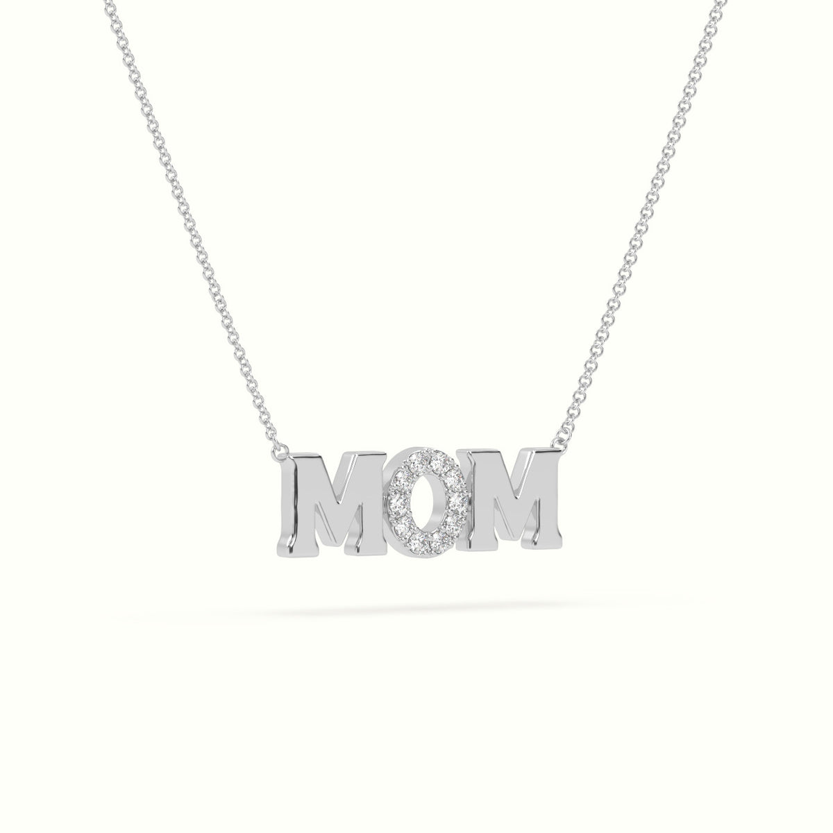 Mom Diamond Necklace — White Gold