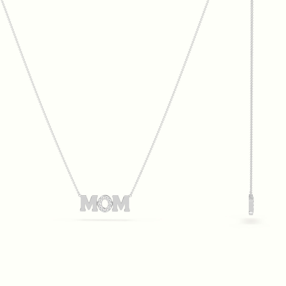 Mom Diamond Necklace — White Gold
