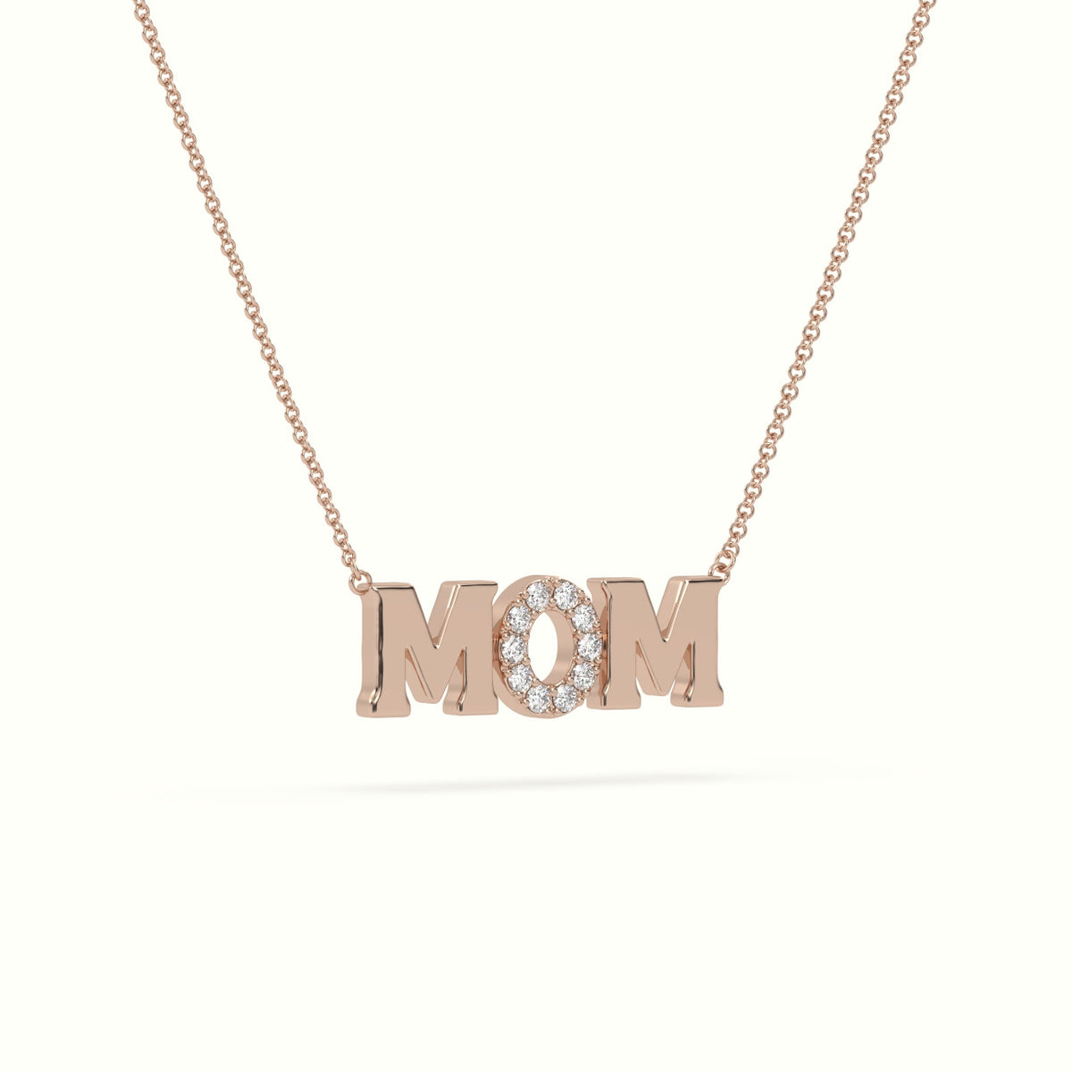 Mom Diamond Necklace — Rose Gold