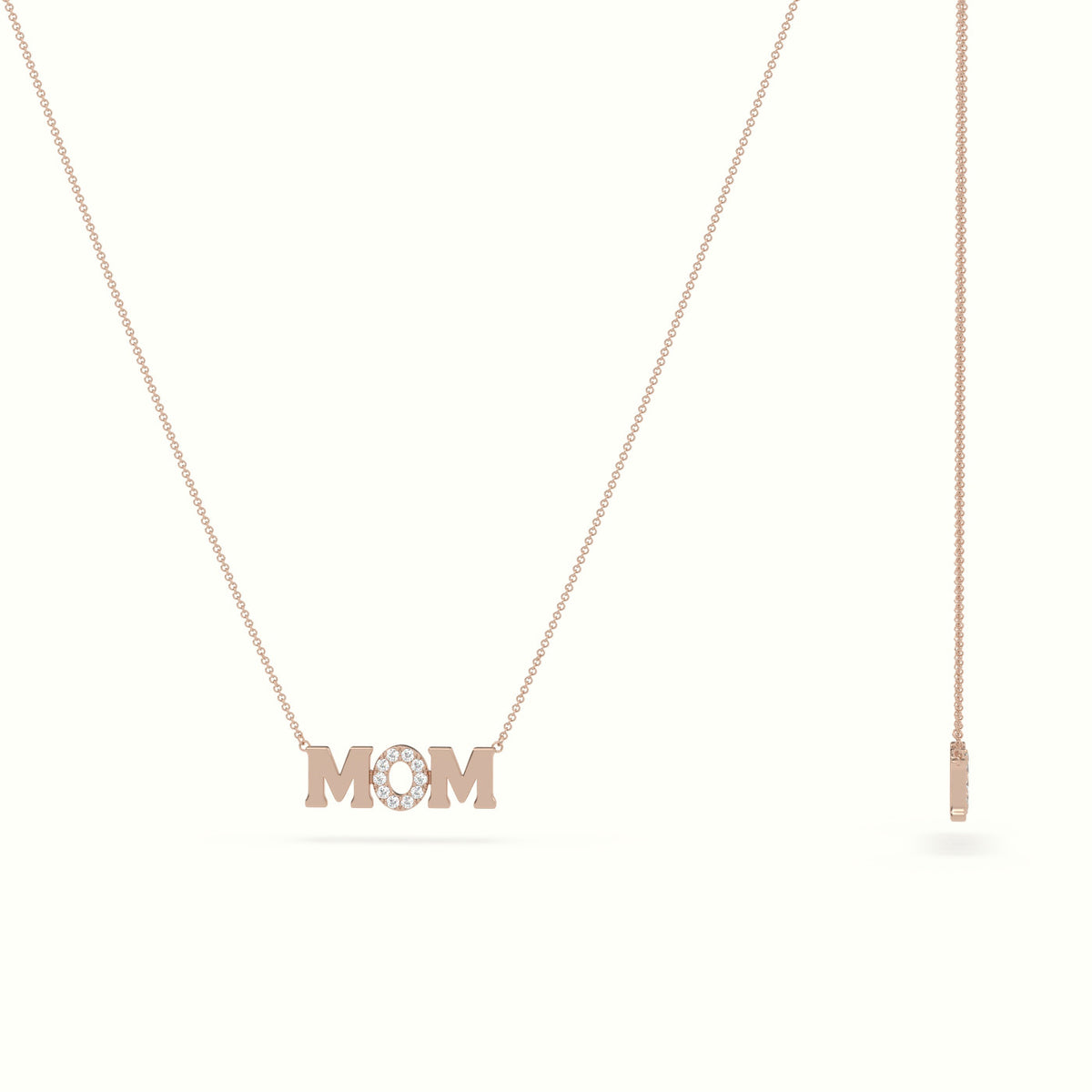 Mom Diamond Necklace — Rose Gold