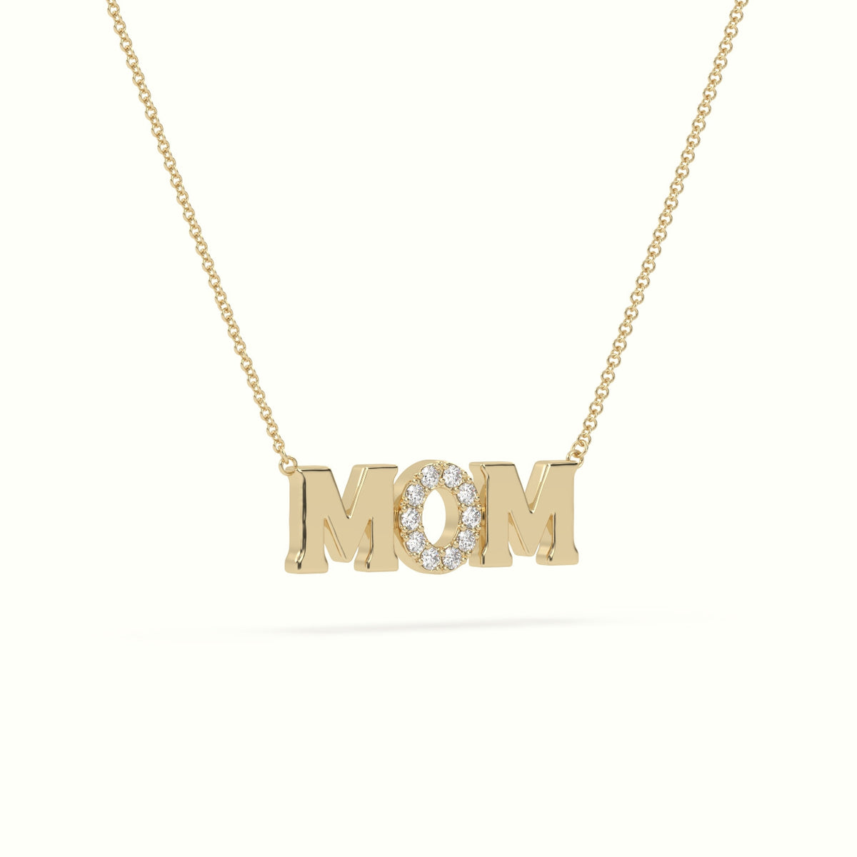 Mom Diamond Necklace — Yellow Gold