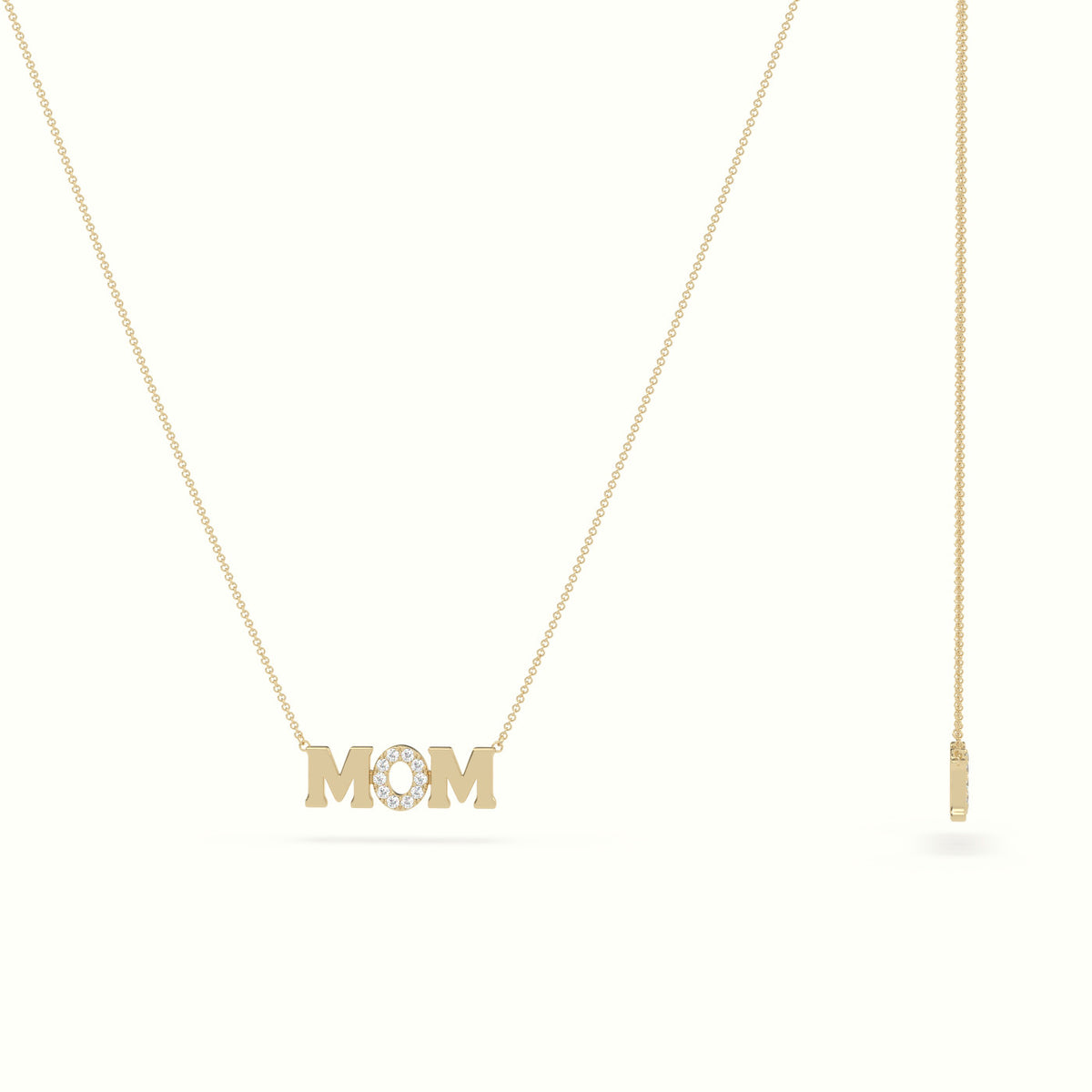 Mom Diamond Necklace — Yellow Gold