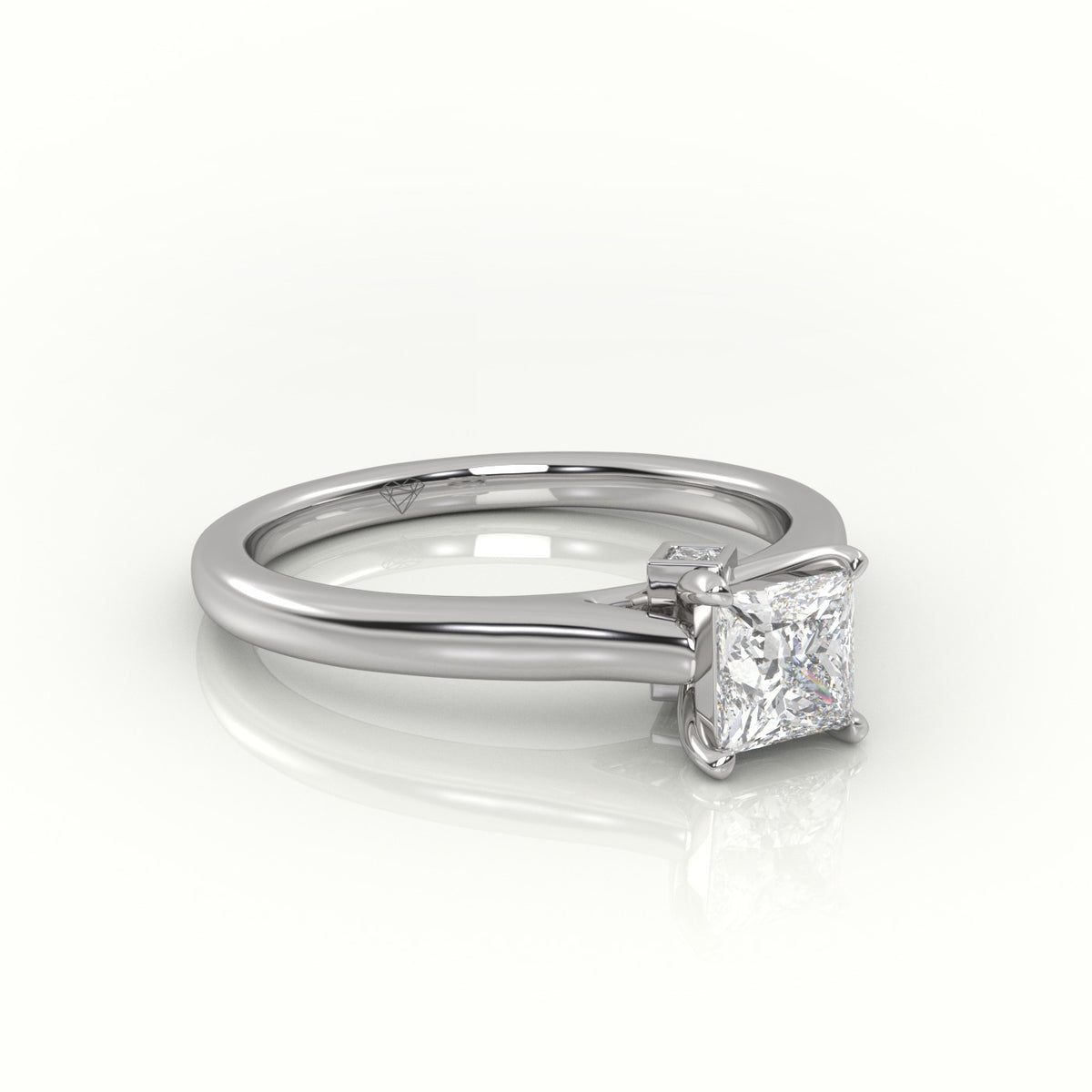 Princess Cut Diamond Solitaire Engagement Ring — White Gold