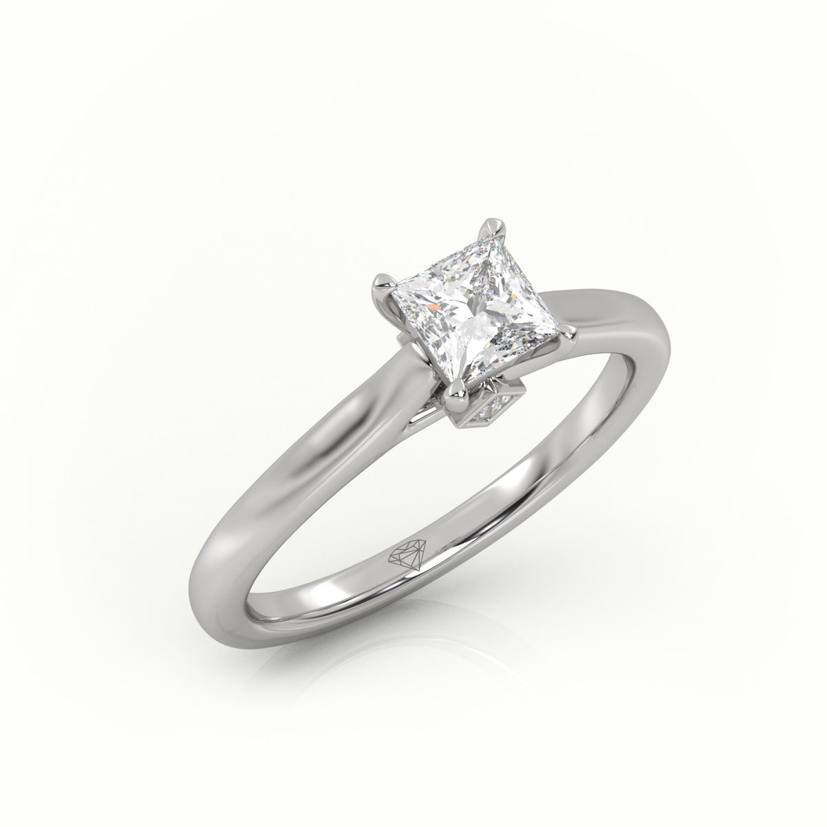Princess Cut Diamond Solitaire Engagement Ring — White Gold
