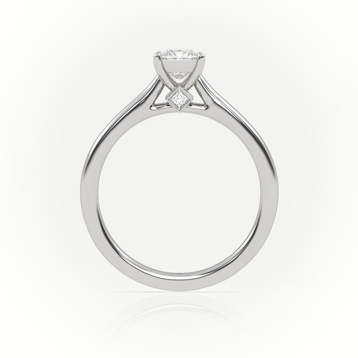 Princess Cut Diamond Solitaire Engagement Ring — White Gold