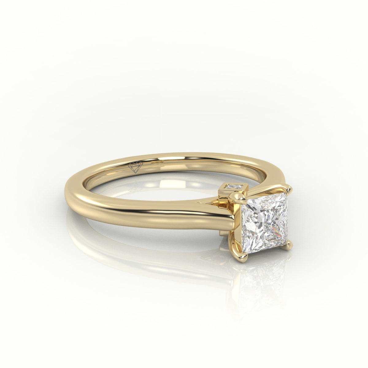 Princess Cut Diamond Solitaire Engagement Ring — Yellow Gold