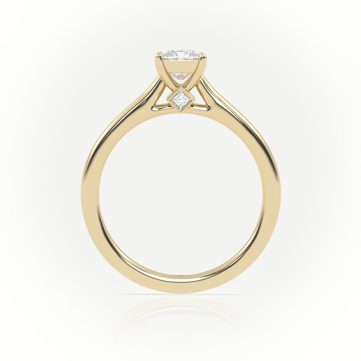 Princess Cut Diamond Solitaire Engagement Ring — Yellow Gold