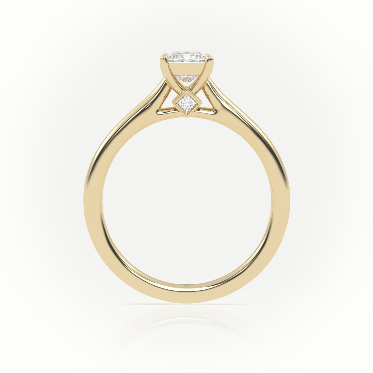 Princess Cut Diamond Solitaire Engagement Ring — Yellow Gold