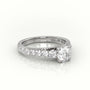 Round Cut Diamond 4 Prongs Pave Setting Engagement Ring — White Gold