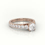 Round Cut Diamond 4 Prongs Pave Setting Engagement Ring — Rose Gold