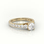Round Cut Diamond 4 Prongs Pave Setting Engagement Ring — Yellow Gold