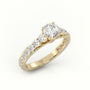 Round Cut Diamond 4 Prongs Pave Setting Engagement Ring — Yellow Gold