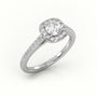 Round Cut Diamond 4 Prongs Halo Scallop Setting Engagement Ring — White Gold