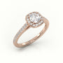 Round Cut Diamond 4 Prongs Halo Scallop Setting Engagement Ring — Rose Gold