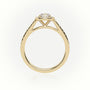 Round Cut Diamond 4 Prongs Halo Scallop Setting Engagement Ring — Yellow Gold
