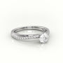 Round Diamond 4 Prongs Twisted Pave Setting Engagement Ring — White Gold