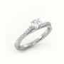 Round Diamond 4 Prongs Twisted Pave Setting Engagement Ring — White Gold