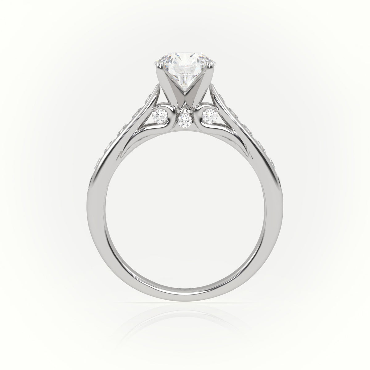 Round Cut Diamond 4 Prongs Channel Setting Engagement Ring — White Gold
