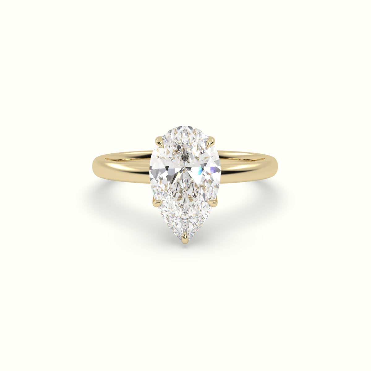 The Tulip Pear Cut 5 Prong Solitaire Diamond Engagement Ring